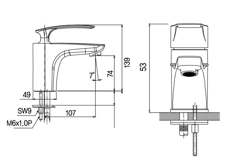 Vòi Lavabo nóng lạnh 1 lỗ AM 8001